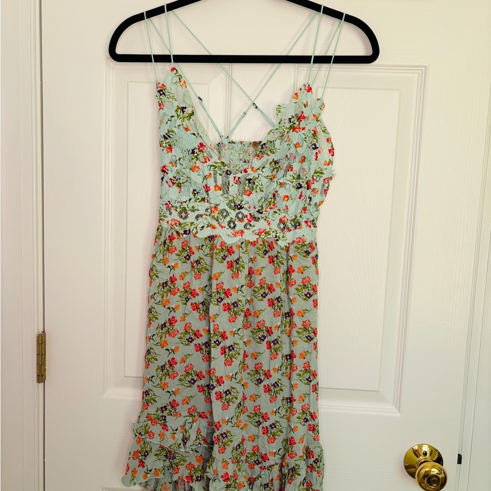 Free People Floral Lace Mini Dress
